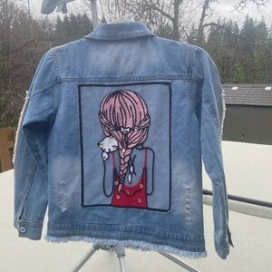 Streetwear-Inspired Denim Jacket with Embroidered Back